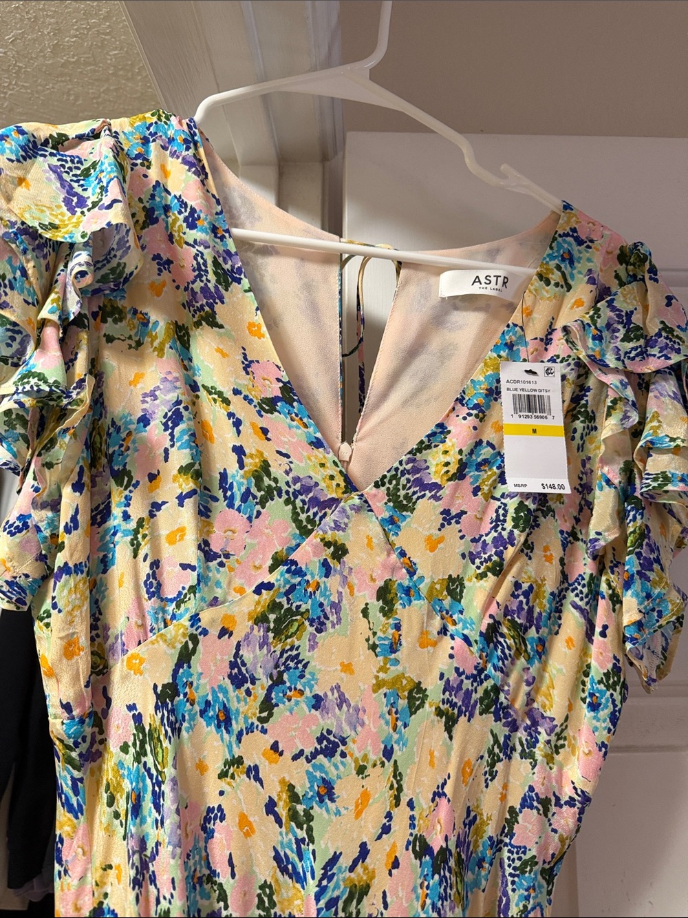 ASTR Floral Ruffle-Sleeve Maxi Yellow Dress - Picture 6 of 6